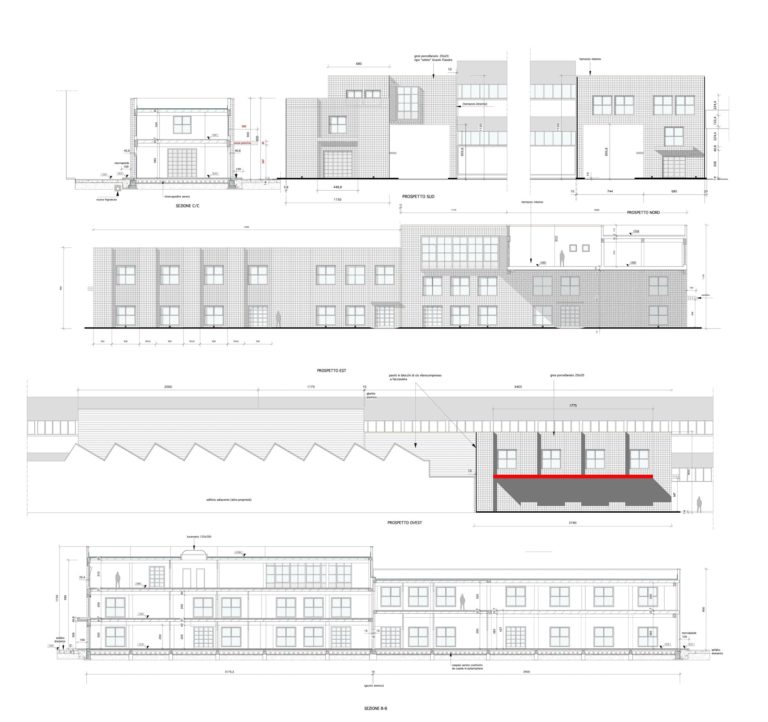 Pianta. Progettazione di nuovo edificio per uffici e magazzino a Calenzano.